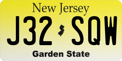 NJ license plate J32SQW