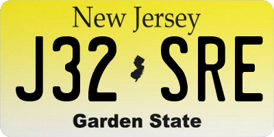 NJ license plate J32SRE