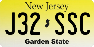 NJ license plate J32SSC