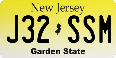 NJ license plate J32SSM