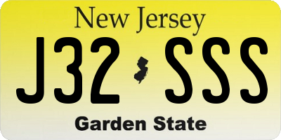 NJ license plate J32SSS