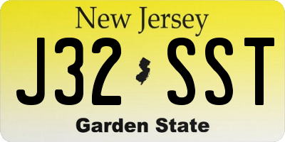 NJ license plate J32SST