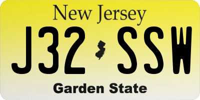 NJ license plate J32SSW