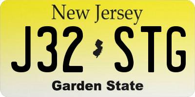 NJ license plate J32STG