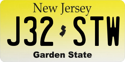 NJ license plate J32STW