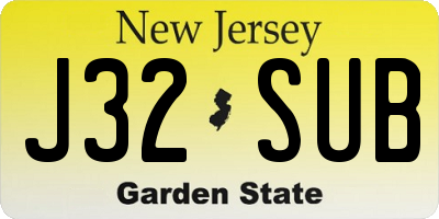NJ license plate J32SUB