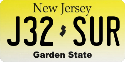 NJ license plate J32SUR
