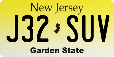 NJ license plate J32SUV