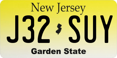 NJ license plate J32SUY