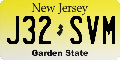 NJ license plate J32SVM