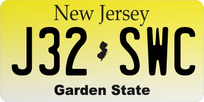 NJ license plate J32SWC