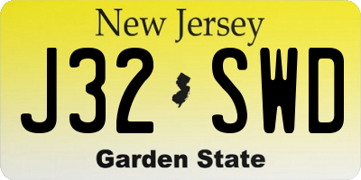 NJ license plate J32SWD