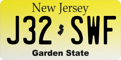 NJ license plate J32SWF