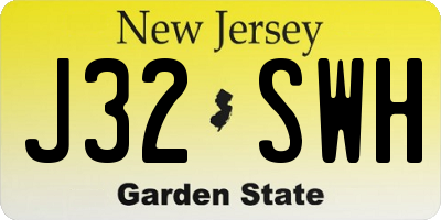 NJ license plate J32SWH