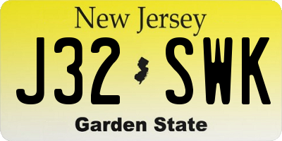 NJ license plate J32SWK