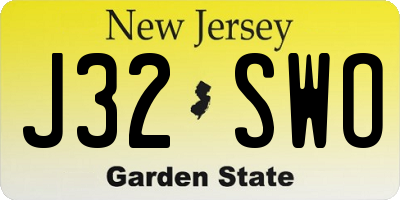 NJ license plate J32SWO