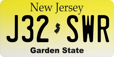 NJ license plate J32SWR