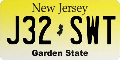 NJ license plate J32SWT