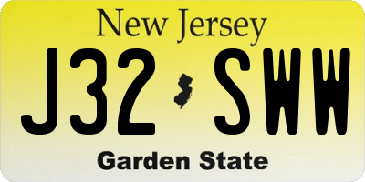 NJ license plate J32SWW