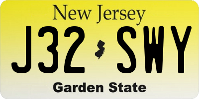 NJ license plate J32SWY