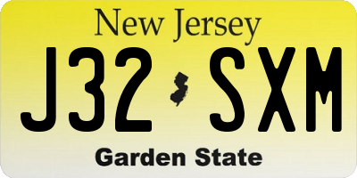NJ license plate J32SXM