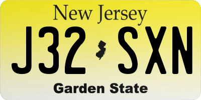 NJ license plate J32SXN