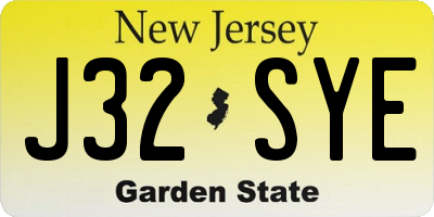 NJ license plate J32SYE