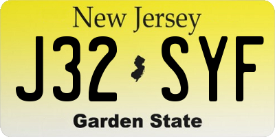 NJ license plate J32SYF