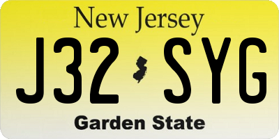NJ license plate J32SYG