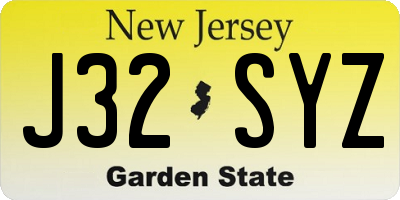 NJ license plate J32SYZ