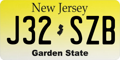 NJ license plate J32SZB