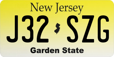 NJ license plate J32SZG