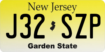 NJ license plate J32SZP