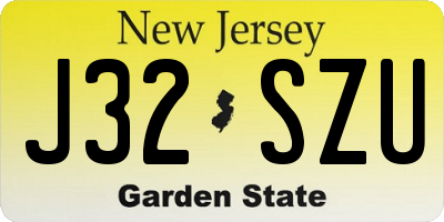 NJ license plate J32SZU