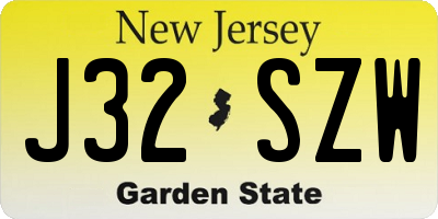 NJ license plate J32SZW
