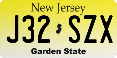 NJ license plate J32SZX