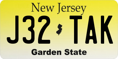 NJ license plate J32TAK