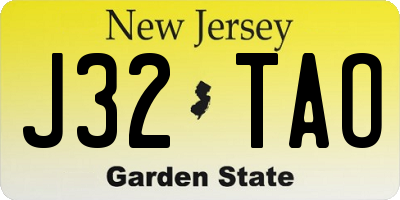 NJ license plate J32TAO