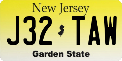 NJ license plate J32TAW