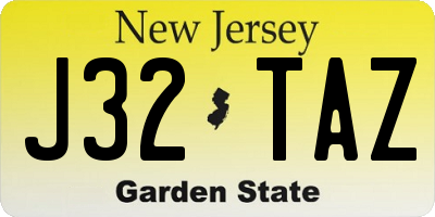 NJ license plate J32TAZ