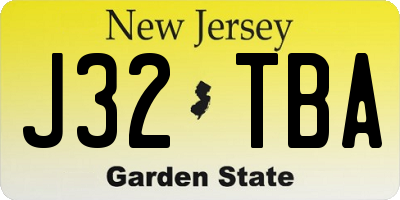 NJ license plate J32TBA