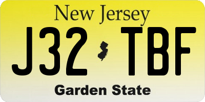 NJ license plate J32TBF