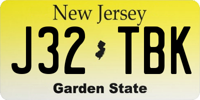 NJ license plate J32TBK