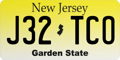 NJ license plate J32TCO