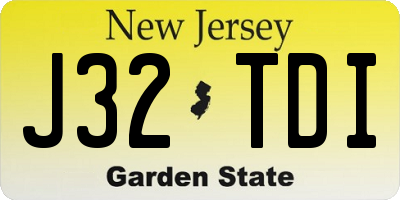 NJ license plate J32TDI