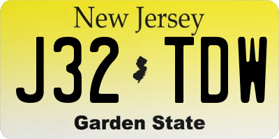 NJ license plate J32TDW