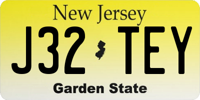 NJ license plate J32TEY