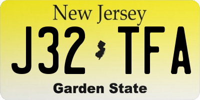 NJ license plate J32TFA