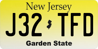 NJ license plate J32TFD