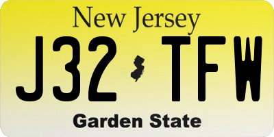 NJ license plate J32TFW